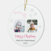 Hand getrokken Roze Schieten Star Foto Xmas Tekst  Keramisch Ornament (Links)