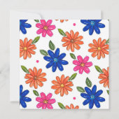 Hand getrokken roze, Sinaasappel, blauw bloemen Kaart (Achterkant)