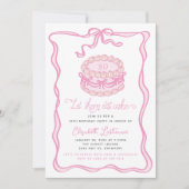 Hand getrokken roze taart roze boog verjaardag kaart (Voorkant)