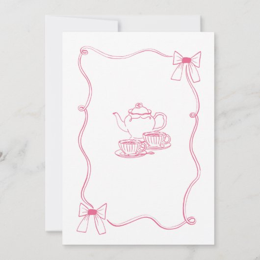 Hand getrokken roze tijd voor Tea Vrijgezellenfees Kaart (Achterkant)