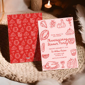 Hand getrokken roze whimsy doedel Thanksgiving uit Feestdagenkaart