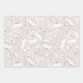 Hand-getrokken roze Wildflower Schets Patroon Eleg Inpakpapier Vel (Voorkant 3)