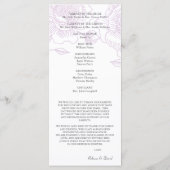 Hand getrokken rozen bruiloft programma paarse programmakaart (Achterkant)