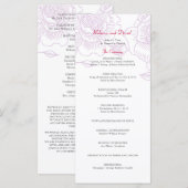 Hand getrokken rozen bruiloft programma paarse programmakaart (Voorkant / Achterkant)