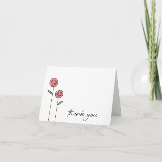 Hand getrokken Rozen Dank u kaart (Voorkant)