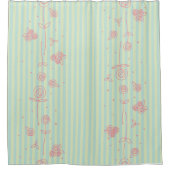 Hand getrokken Rozen & Strepen Douchegordijn (Voorkant)