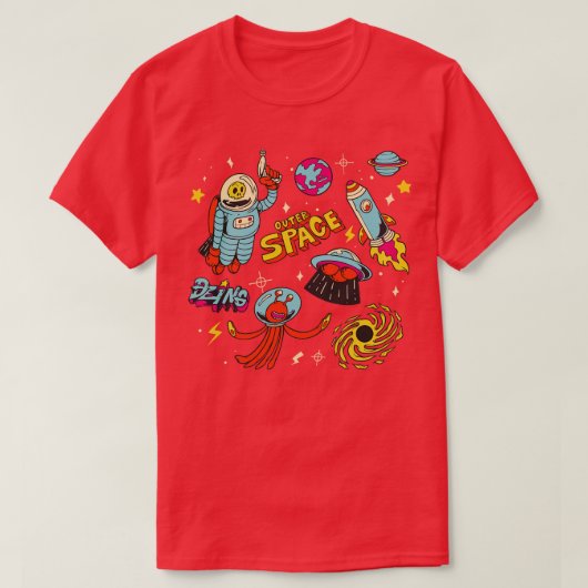 Hand getrokken ruimte t-shirt (Design voorkant)