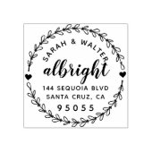 Hand getrokken rustiek getrouwd paar retour adres rubberstempel (Afrduk)