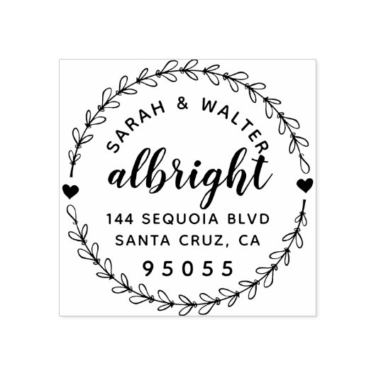 Hand getrokken rustiek getrouwd paar retour adres rubberstempel (Afrduk)