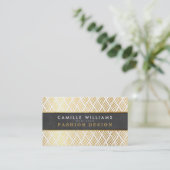 HAND GETROKKEN rustiek patroon stijlvol gouden fol Visitekaartje (Staand voorkant)