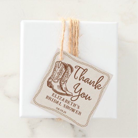 Hand getrokken rustieke Westerne Cowgirl laarzen D Bedankjes Labels (In situ)