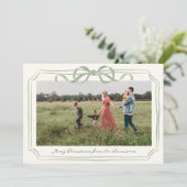 Hand getrokken Sage Green Bow Lijst Feestdagenkaart (Staand voorkant)