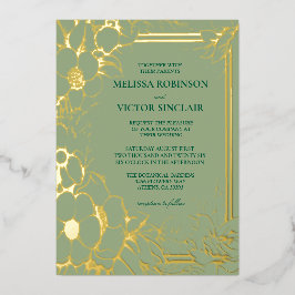 Hand getrokken Sage Green bruiloft Folie Uitnodiging