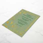 Hand getrokken Sage Green bruiloft Folie Uitnodiging (Gedraaid)