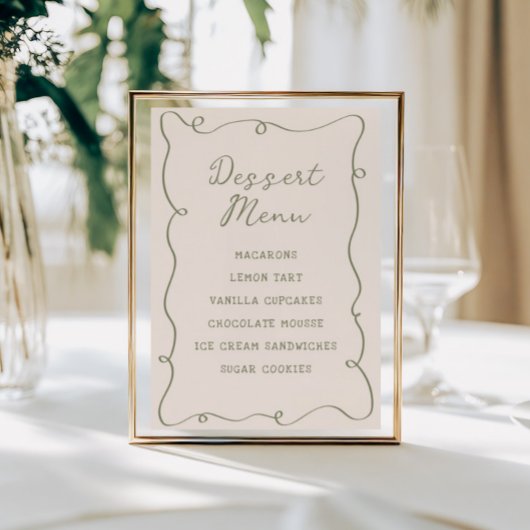 Hand getrokken Sage Green Lijst Dessert Menu Poster