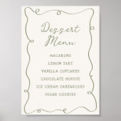 Hand getrokken Sage Green Lijst Dessert Menu Poster (Voorkant)
