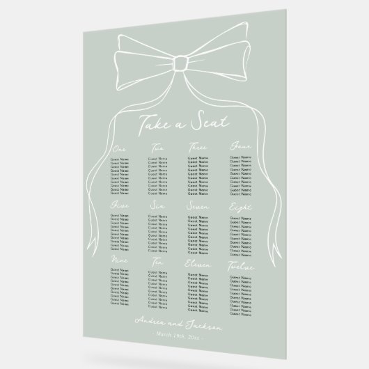 Hand getrokken salie groene bruiloft zitkaart acryl bord (Hoek)