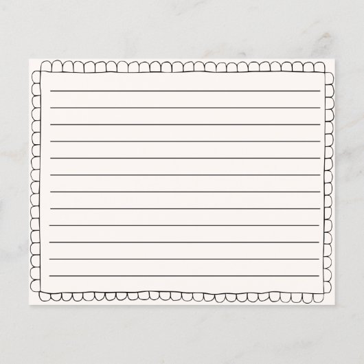 Hand getrokken scallop doodle douche recept kaart (Achterkant)