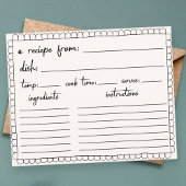 Hand getrokken scallop doodle douche recept kaart