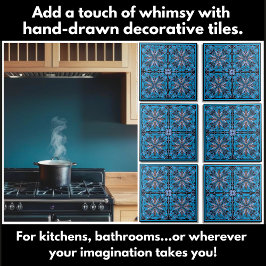 Hand getrokken Scandi Bloempatroon Tegeltje