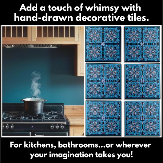 Hand getrokken Scandi Bloempatroon Tegeltje