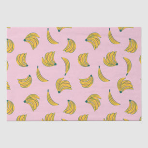 Hand getrokken schattig banaan patroon in roze ach tissuepapier