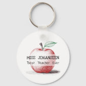 Hand getrokken Schattige & Fun Red Apple Beste Ler Sleutelhanger (Achterkant)