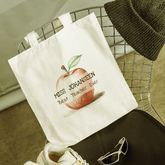 Hand getrokken Schattige & Fun Red Apple Beste Ler Tote Bag