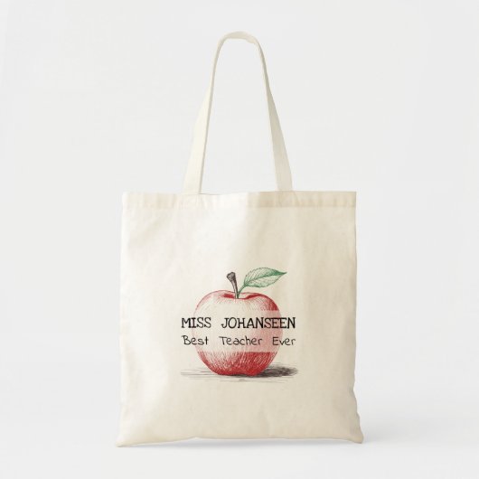 Hand getrokken Schattige & Fun Red Apple Beste Ler Tote Bag (Voorkant)