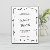 Hand getrokken Schattige paar script grillige brui Kaart (Staand voorkant)