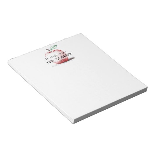 Hand getrokken Schattige plezier Red Apple Teacher Notitieblok (Schuin)