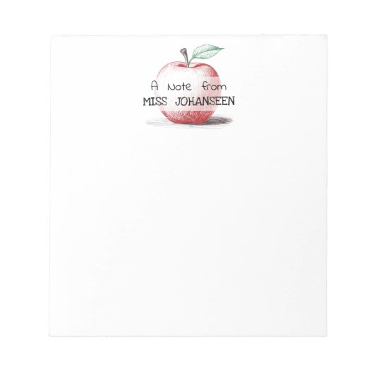 Hand getrokken Schattige plezier Red Apple Teacher Notitieblok (Voorkant)
