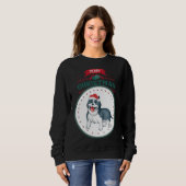 Hand getrokken Schattigee Pitbull met Santa Hat Me Trui (Voorkant volledig)