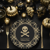 Hand getrokken schedel goud glitter Halloween Part Papieren Bordje