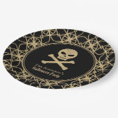 Hand getrokken schedel goud glitter Halloween Part Papieren Bordje (Gekanteld)