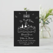 Hand getrokken schets avond voor repetitie diner kaart (Staand voorkant)