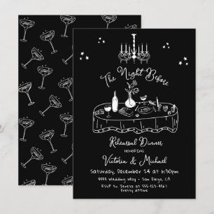 Hand getrokken schets avond voor repetitie diner kaart