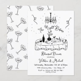 Hand getrokken schets de avond voor repetitie dine kaart