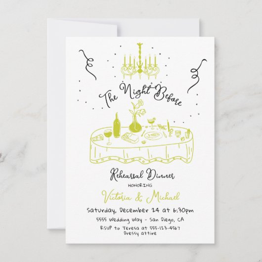 Hand getrokken schets de avond voor repetitie dine kaart (Voorkant)