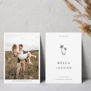 Hand getrokken schets palmboom foto bruiloft websi save the date