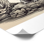 hand getrokken schets van Kikker in Ukiyo-E stijl Poster (Hoek)