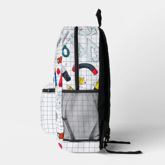 Hand getrokken schoolbenodigdheden bedrukte rugzak (Rechts)