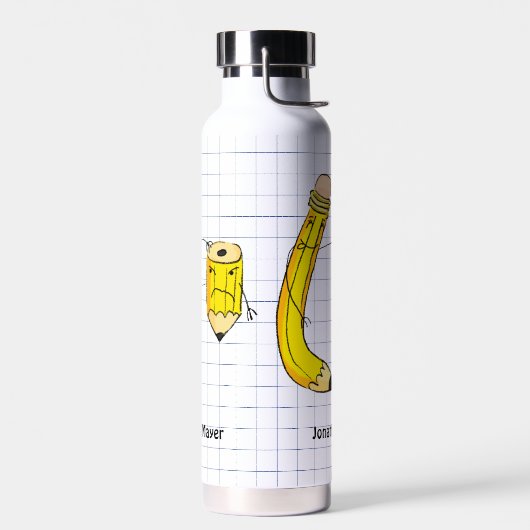 Hand getrokken schoolbenodigdheden potlood waterfles (Links)