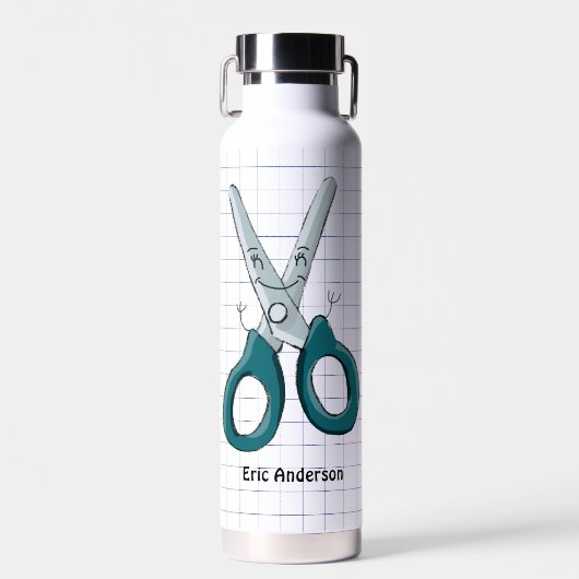 Hand getrokken schoolbenodigdheden schaar waterfles (Voorkant)