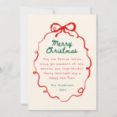 Hand getrokken Scribble Bow Lijst Kerstfoto Feestdagenkaart (Voorkant)