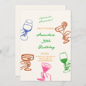 Hand getrokken Scribble Cocktail Verjaardag uitnod Kaart (Voorkant / Achterkant)