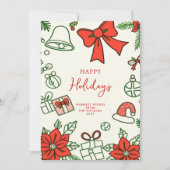 Hand getrokken Scribble Doodle Kerstmis Feestdagenkaart (Voorkant)