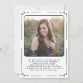 Hand getrokken Scribble Zwart Wit Foto Afstuderen Aankondiging (Achterkant)