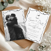 Hand getrokken Scribble Zwart & Wit Foto bruiloft Save The Date