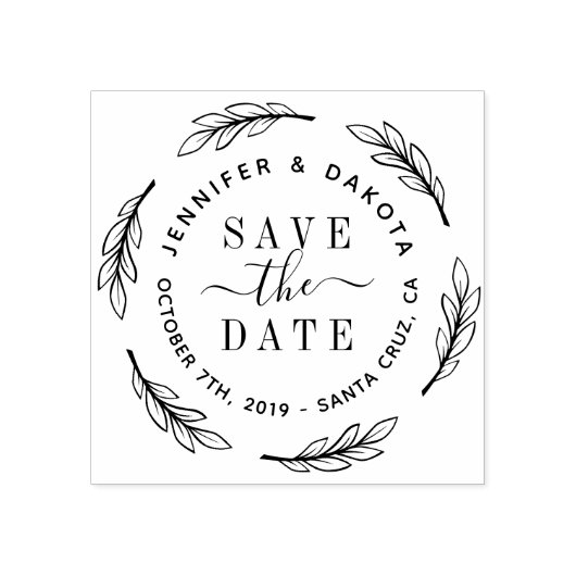 Hand getrokken Script & Botanische krans Bewaar de Rubberstempel (Afrduk)